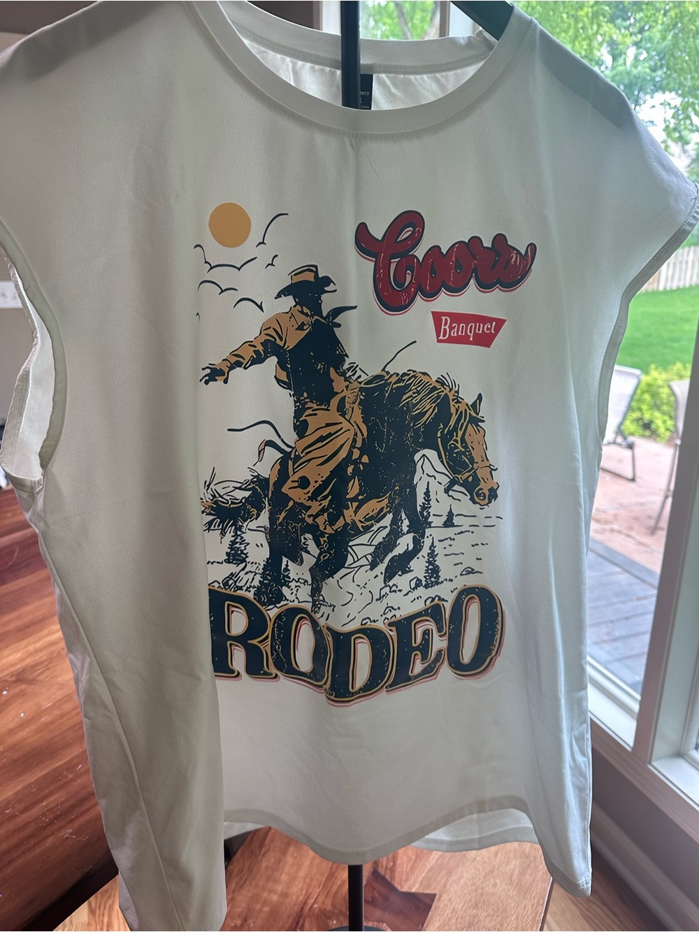 Manfinity Coors Banquet Rodeo Graphic Muscle Tank Top Cream Mens XXL Sleeveless
